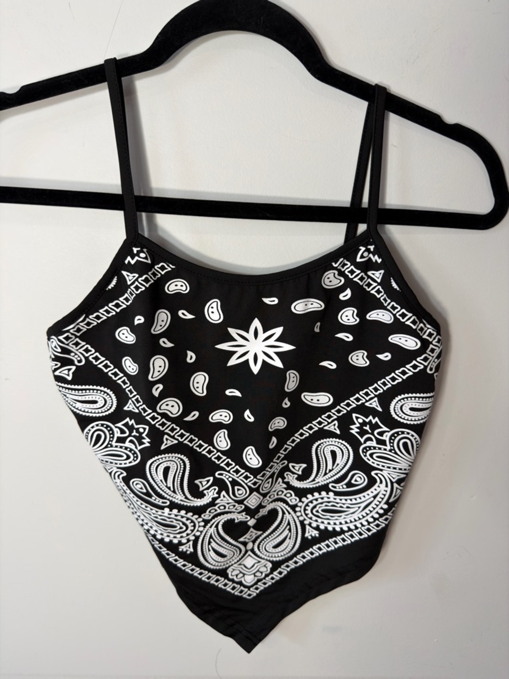 SHEIN Black & White Bandana Print Handkerchief Cami Top